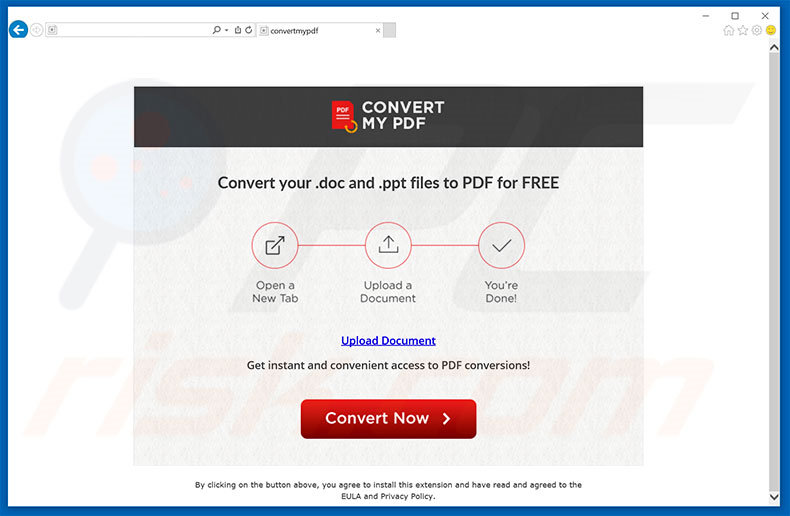Website used to promote ConvertMyPdf browser hijacker