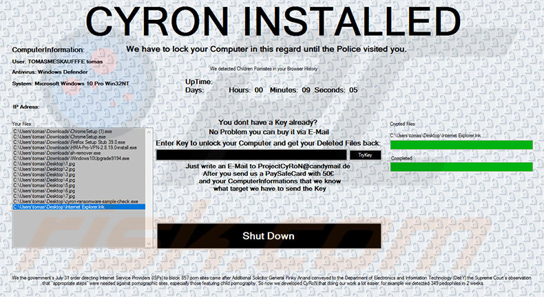CYRON decrypt instructions