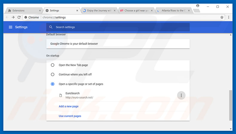 Removing euro-search.net from Google Chrome homepage