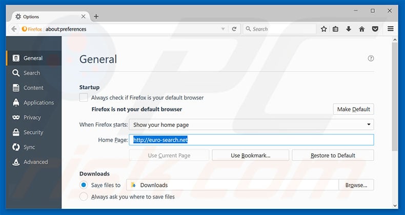 Removing euro-search.net from Mozilla Firefox homepage