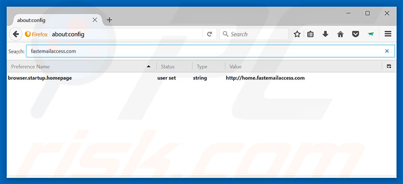Removing home.fastemailaccess.com from Mozilla Firefox default search engine
