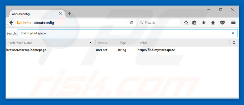 Removing find.mystart.space from Mozilla Firefox default search engine