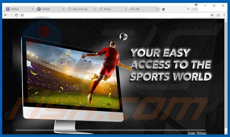 Website used to promote Sports Score browser hijacker