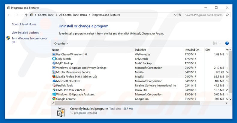 go.doaffiliate.net adware uninstall via Control Panel