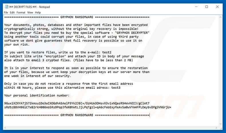 GRYPHON decrypt instructions (!## DECRYPT FILES ##!)