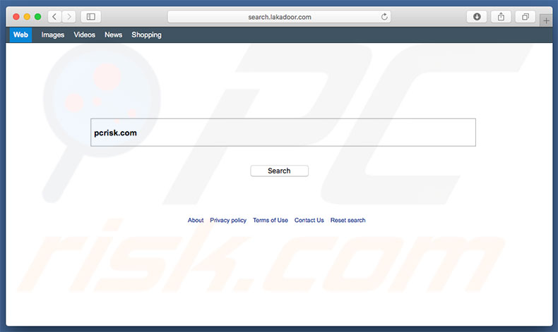 search.lakadoor.com browser hijacker on a Mac computer