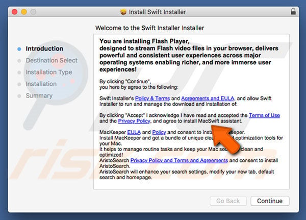 Delusive installer used to promote MacSwift