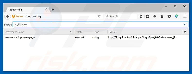 Removing myflow.top from Mozilla Firefox default search engine