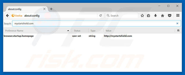 Removing mystartshield.com from Mozilla Firefox default search engine