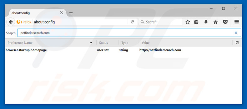 Removing netfindersearch.com from Mozilla Firefox default search engine