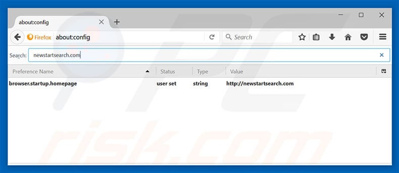 Removing newstartsearch.com from Mozilla Firefox default search engine