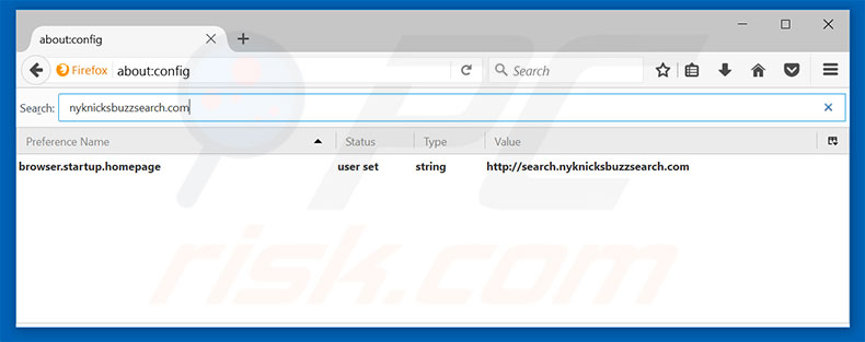 Removing search.nyknicksbuzzsearch.com from Mozilla Firefox default search engine
