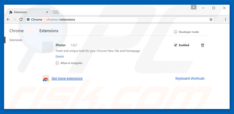 Removing search.photorext.net related Google Chrome extensions
