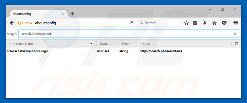 Removing search.photorext.net from Mozilla Firefox default search engine