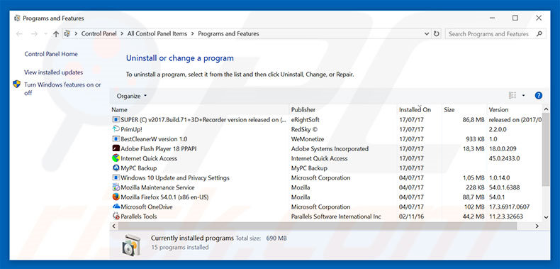 search.photorext.net browser hijacker uninstall via Control Panel