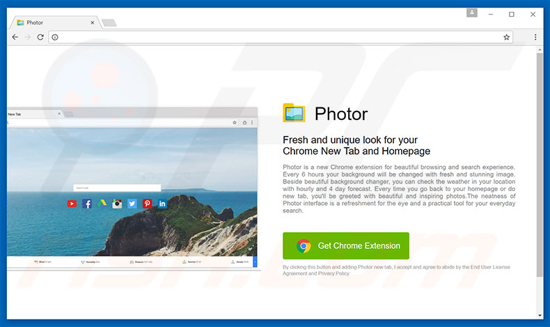 Website used to promote Photor browser hijacker