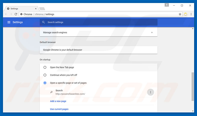 Removing powerofsearches.com from Google Chrome homepage