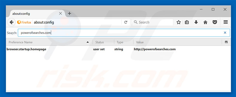 Removing powerofsearches.com from Mozilla Firefox default search engine