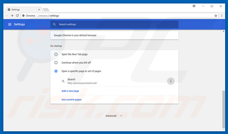 Removing privacyassistant.net from Google Chrome homepage