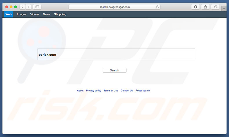 search.progressgar.com browser hijacker on a Mac computer