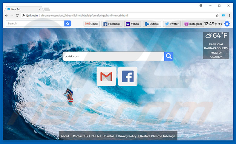 newtab.quiklogin.co browser hijacker