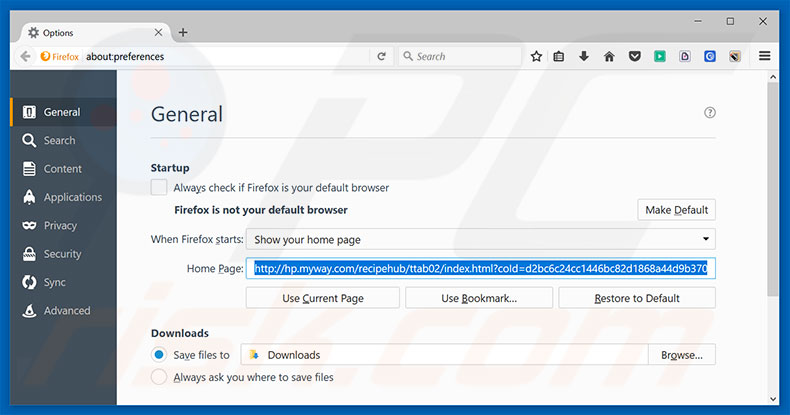 Removing hp.myway.com from Mozilla Firefox homepage