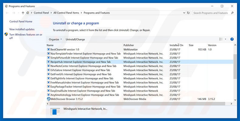 hp.myway.com browser hijacker uninstall via Control Panel