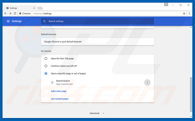 Removing saerch.net from Google Chrome homepage