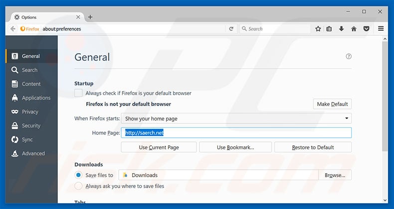 Removing saerch.net from Mozilla Firefox homepage