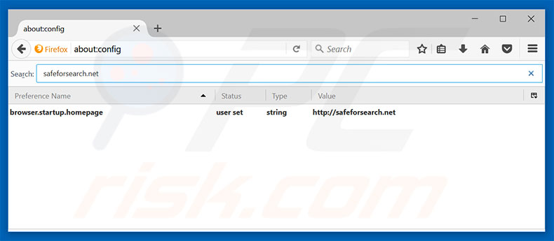 Removing safeforsearch.net from Mozilla Firefox default search engine