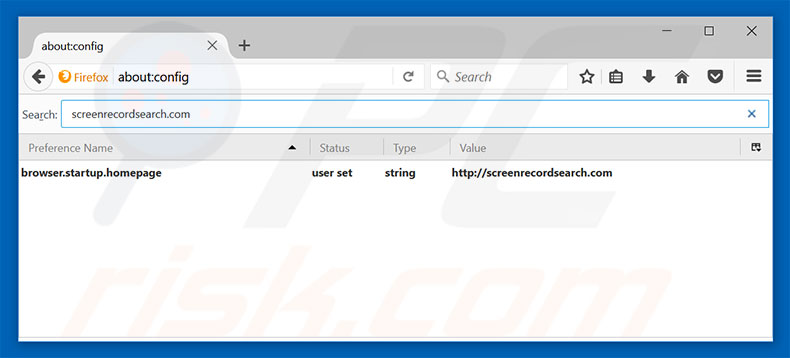 Removing screenrecordsearch.com from Mozilla Firefox default search engine
