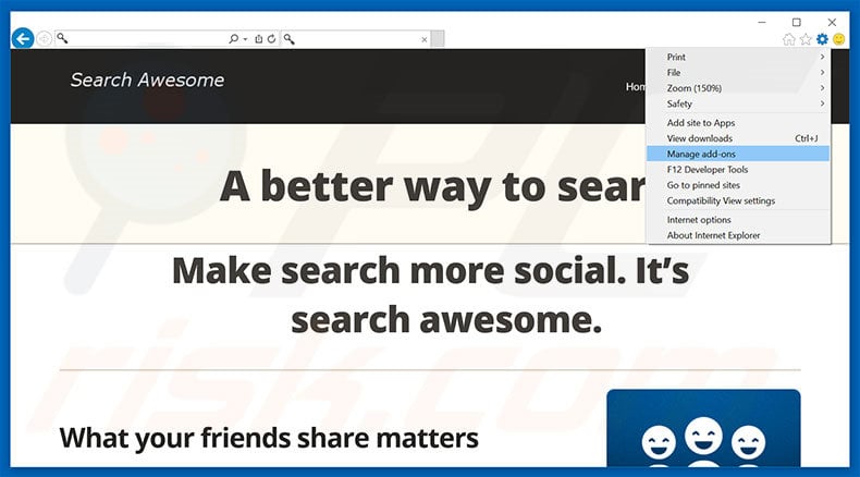 Removing Search Awesome ads from Internet Explorer step 1
