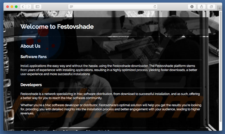 Dubious website used to promote search.festovshade.com
