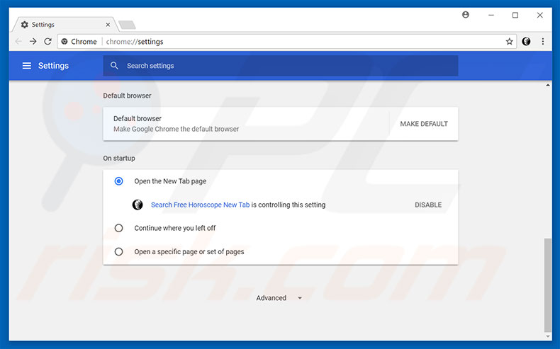 Removing home.searchfreehoroscope.com from Google Chrome homepage