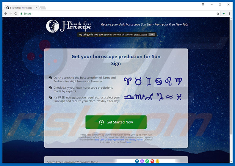Website used to promote Search Free Horoscope browser hijacker
