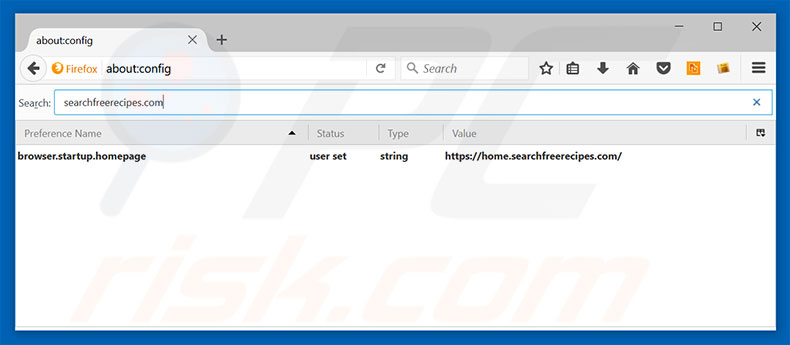 Removing home.searchfreerecipes.com from Mozilla Firefox default search engine