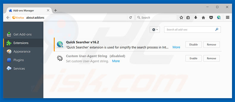 Removing searchsecretly.net related Mozilla Firefox extensions