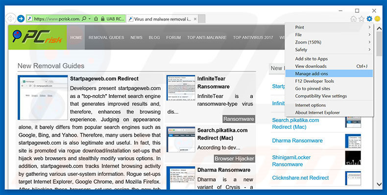 Removing Security Warning ads from Internet Explorer step 1