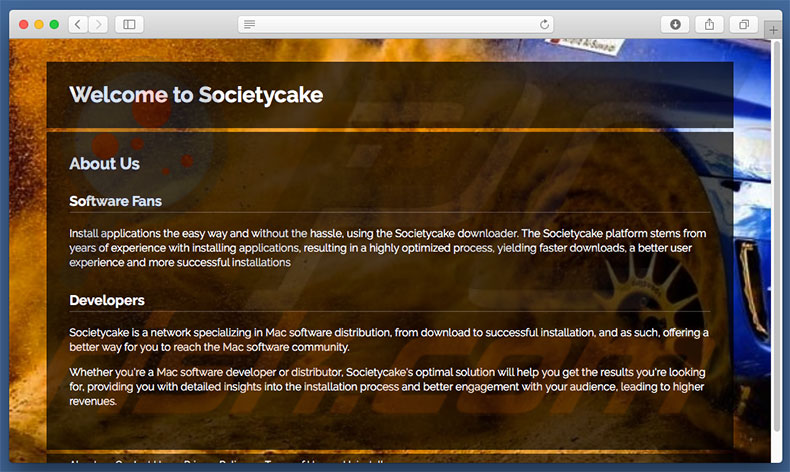 Dubious website used to promote search.societycake.com
