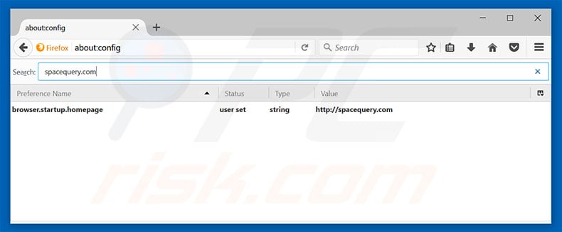 Removing spacequery.com from Mozilla Firefox default search engine