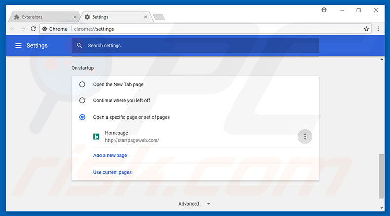 Removing startpageweb.com from Google Chrome homepage