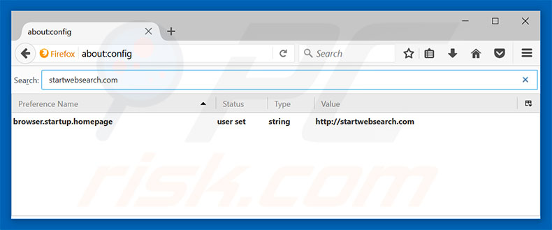 Removing startwebsearch.com from Mozilla Firefox default search engine