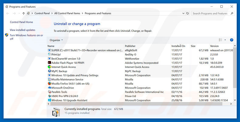 startwebsearch.com browser hijacker uninstall via Control Panel