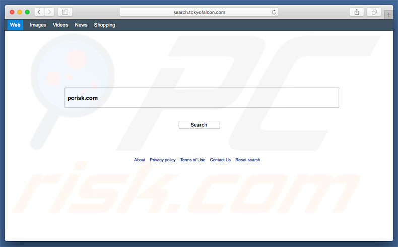 search.tokyofalcon.com browser hijacker on a Mac computer