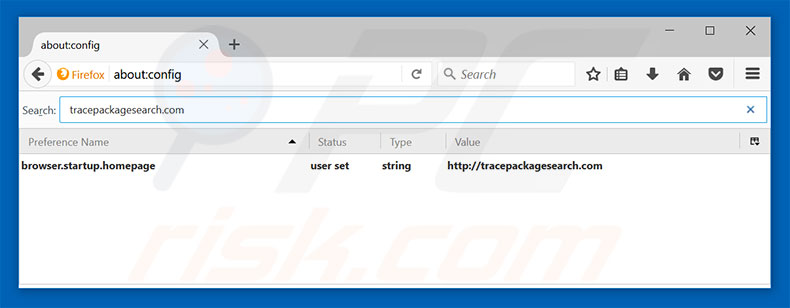 Removing tracepackagesearch.com from Mozilla Firefox default search engine