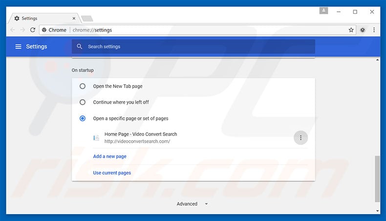 Removing videoconvertsearch.com from Google Chrome homepage