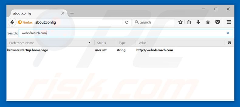 Removing webofsearch.com from Mozilla Firefox default search engine