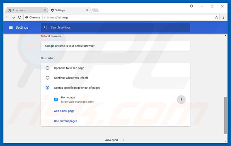 Removing web-startpage.com from Google Chrome homepage