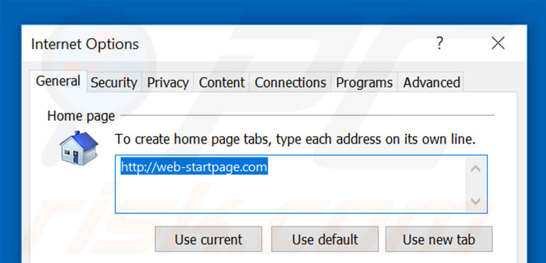 Removing web-startpage.com from Internet Explorer homepage