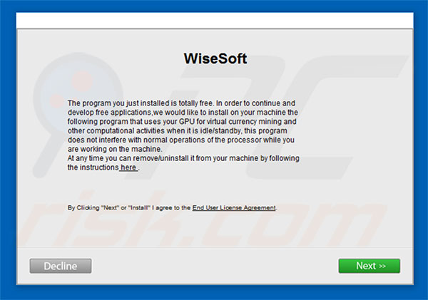 WiseSoft PUP distributing installer